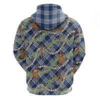 Navy Blue Palaka Hula Girls Seamless Hawaii Aloha Zip Hoodie - Polynesian Pride