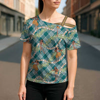 Teal Palaka Hula Girls Seamless Hawaii Aloha Cross Shoulder Shirt LT7 - Polynesian Pride