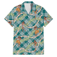 Teal Palaka Hula Girls Seamless Hawaii Aloha Family Matching Long Sleeve Bodycon Dress and Hawaiian Shirt LT7 Dad's Shirt - Short Sleeve Teal - Polynesian Pride
