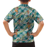 Teal Palaka Hula Girls Seamless Hawaii Aloha Family Matching Mermaid Dress and Hawaiian Shirt LT7 - Polynesian Pride