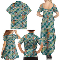 Teal Palaka Hula Girls Seamless Hawaii Aloha Family Matching Summer Maxi Dress and Hawaiian Shirt - Polynesian Pride