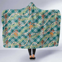 Teal Palaka Hula Girls Seamless Hawaii Aloha Hooded Blanket - Polynesian Pride