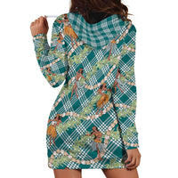 Teal Palaka Hula Girls Seamless Hawaii Aloha Hoodie Dress - Polynesian Pride