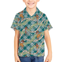 Teal Palaka Hula Girls Seamless Hawaii Aloha Kid Hawaiian Shirt - Polynesian Pride