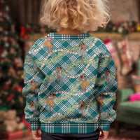 Teal Palaka Hula Girls Seamless Hawaii Aloha Kid Ugly Christmas Sweater - Polynesian Pride