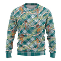Teal Palaka Hula Girls Seamless Hawaii Aloha Ugly Christmas Sweater - Polynesian Pride
