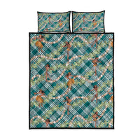 Teal Palaka Hula Girls Seamless Hawaii Aloha Quilt Bed Set - Polynesian Pride