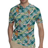 Teal Palaka Hula Girls Seamless Hawaii Aloha Rugby Jersey - Polynesian Pride