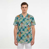 Teal Palaka Hula Girls Seamless Hawaii Aloha Scrub Top - Polynesian Pride