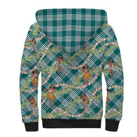 Teal Palaka Hula Girls Seamless Hawaii Aloha Sherpa Hoodie LT7 - Polynesian Pride