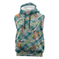 Teal Palaka Hula Girls Seamless Hawaii Aloha Sleeveless Hoodie - Polynesian Pride