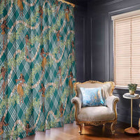 Teal Palaka Hula Girls Seamless Hawaii Aloha Window Curtain - Polynesian Pride