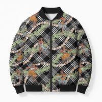 Sable Palaka Hula Girls Seamless Hawaii Aloha Bomber Puffer Jacket - Polynesian Pride