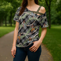 Sable Palaka Hula Girls Seamless Hawaii Aloha Cross Shoulder Shirt - Polynesian Pride