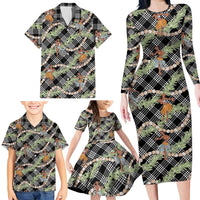 Sable Palaka Hula Girls Seamless Hawaii Aloha Family Matching Long Sleeve Bodycon Dress and Hawaiian Shirt - Polynesian Pride