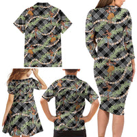 Sable Palaka Hula Girls Seamless Hawaii Aloha Family Matching Long Sleeve Bodycon Dress and Hawaiian Shirt - Polynesian Pride