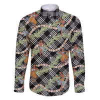 Sable Palaka Hula Girls Seamless Hawaii Aloha Family Matching Long Sleeve Bodycon Dress and Hawaiian Shirt - Polynesian Pride