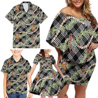 Sable Palaka Hula Girls Seamless Hawaii Aloha Family Matching Off Shoulder Short Dress and Hawaiian Shirt - Polynesian Pride