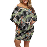 Sable Palaka Hula Girls Seamless Hawaii Aloha Family Matching Off Shoulder Short Dress and Hawaiian Shirt - Polynesian Pride
