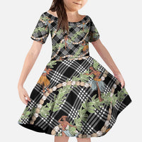 Sable Palaka Hula Girls Seamless Hawaii Aloha Kid Short Sleeve Dress LT7 KID Black - Polynesian Pride