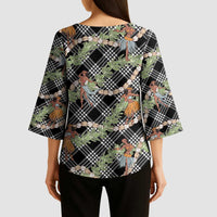 Sable Palaka Hula Girls Seamless Hawaii Aloha Kimono Sleeve Blouse - Polynesian Pride