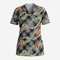 Sable Palaka Hula Girls Seamless Hawaii Aloha Scrub Top - Polynesian Pride