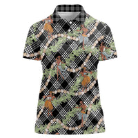 Sable Palaka Hula Girls Seamless Hawaii Aloha Women Polo Shirt LT7 Female Black - Polynesian Pride