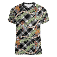 Sable Palaka Hula Girls Seamless Hawaii Aloha Women V-Neck T-Shirt - Polynesian Pride