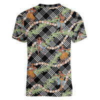 Sable Palaka Hula Girls Seamless Hawaii Aloha Women V-Neck T-Shirt - Polynesian Pride