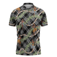 Sable Palaka Hula Girls Seamless Hawaii Aloha Zipper Polo Shirt LT7 Black - Polynesian Pride