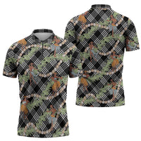 Sable Palaka Hula Girls Seamless Hawaii Aloha Zipper Polo Shirt LT7 - Polynesian Pride