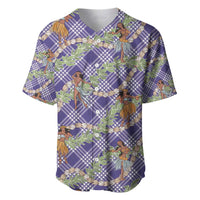 Lavender Palaka Hula Girls Seamless Hawaii Aloha Baseball Jersey LT7 Lavender - Polynesian Pride