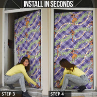 Lavender Palaka Hula Girls Seamless Hawaii Aloha Door Cover - Polynesian Pride