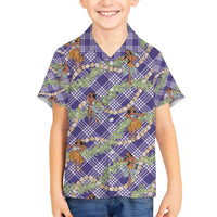 Lavender Palaka Hula Girls Seamless Hawaii Aloha Family Matching Long Sleeve Bodycon Dress and Hawaiian Shirt - Polynesian Pride