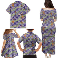 Lavender Palaka Hula Girls Seamless Hawaii Aloha Family Matching Puletasi and Hawaiian Shirt - Polynesian Pride