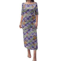 Lavender Palaka Hula Girls Seamless Hawaii Aloha Family Matching Puletasi and Hawaiian Shirt - Polynesian Pride