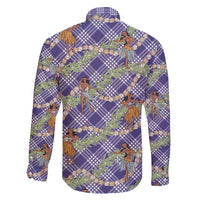 Lavender Palaka Hula Girls Seamless Hawaii Aloha Family Matching Short Sleeve Bodycon Dress and Hawaiian Shirt - Polynesian Pride