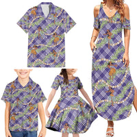 Lavender Palaka Hula Girls Seamless Hawaii Aloha Family Matching Summer Maxi Dress and Hawaiian Shirt - Polynesian Pride