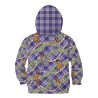 Lavender Palaka Hula Girls Seamless Hawaii Aloha Kid Hoodie LT7 - Polynesian Pride