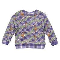 Lavender Palaka Hula Girls Seamless Hawaii Aloha Kid Ugly Christmas Sweater - Polynesian Pride