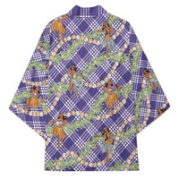 Lavender Palaka Hula Girls Seamless Hawaii Aloha Kimono - Polynesian Pride