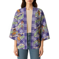Lavender Palaka Hula Girls Seamless Hawaii Aloha Kimono - Polynesian Pride