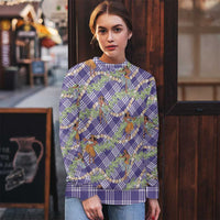 Lavender Palaka Hula Girls Seamless Hawaii Aloha Ugly Christmas Sweater - Polynesian Pride