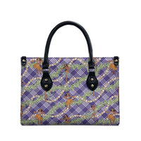 Lavender Palaka Hula Girls Seamless Hawaii Aloha Leather Bag - Polynesian Pride