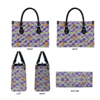Lavender Palaka Hula Girls Seamless Hawaii Aloha Leather Bag - Polynesian Pride
