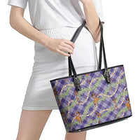 Lavender Palaka Hula Girls Seamless Hawaii Aloha Leather Tote Bag - Polynesian Pride