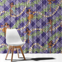 Lavender Palaka Hula Girls Seamless Hawaii Aloha Window Curtain - Polynesian Pride