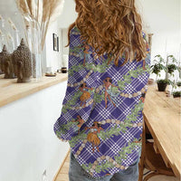 Lavender Palaka Hula Girls Seamless Hawaii Aloha Women Casual Shirt - Polynesian Pride