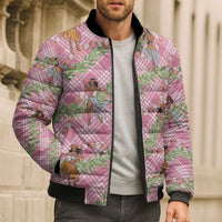 Lokelani Pink Palaka Hula Girls Seamless Hawaii Aloha Bomber Puffer Jacket - Polynesian Pride