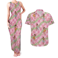 Lokelani Pink Palaka Hula Girls Seamless Hawaii Aloha Couples Matching Tank Maxi Dress and Hawaiian Shirt - Polynesian Pride